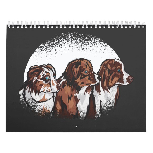Australian shepherd hundar T-Shirt Kalender (Omslag)
