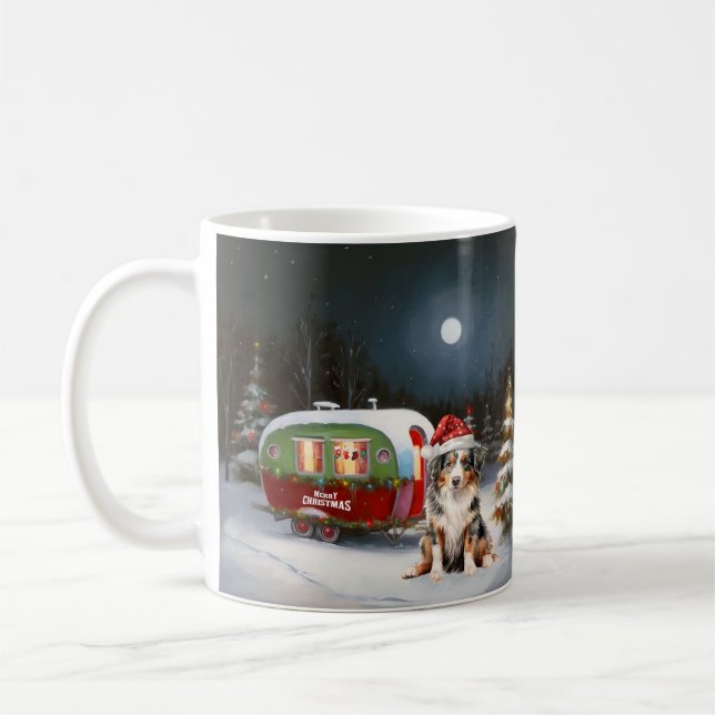 Australian Shepherd Husvagn Juläventyr Kaffemugg (Vänster)