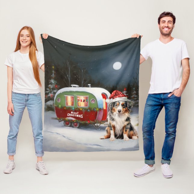 Australian Shepherd Husvagns Juläventyr Fleecefilt (På plats)