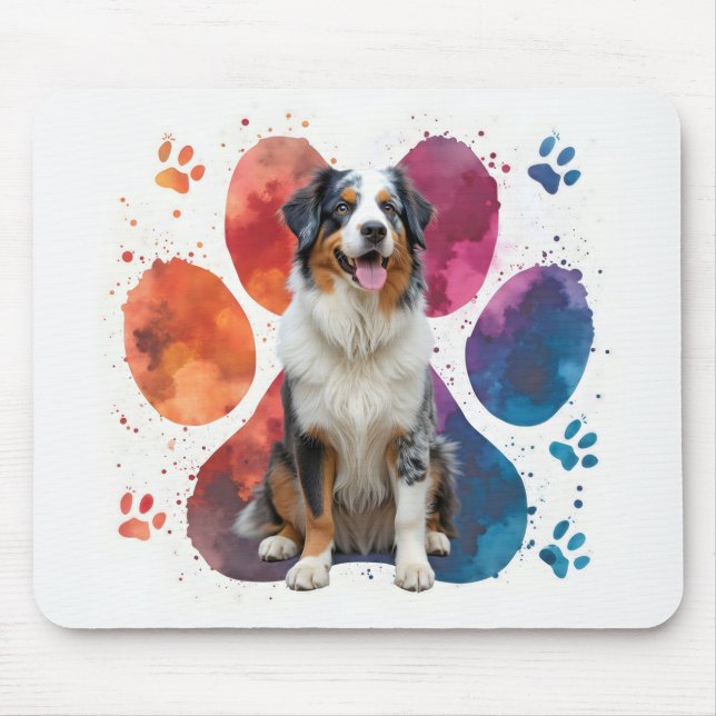 Australian shepherd i en ritning musmatta (Framsidan)