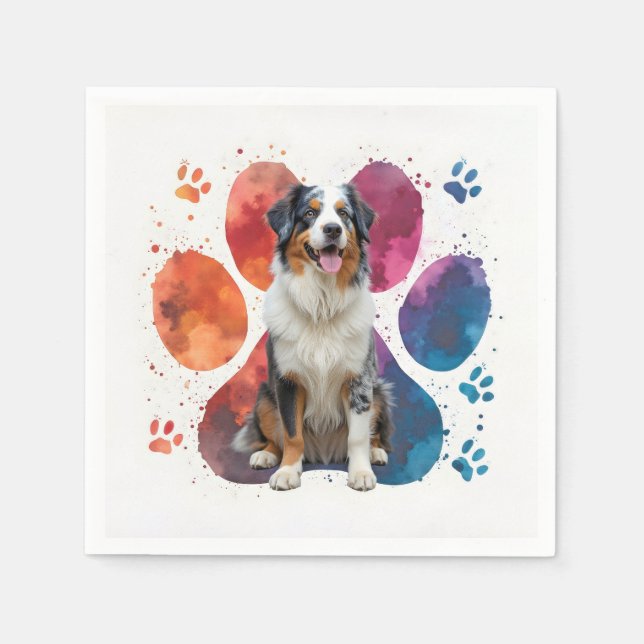 Australian shepherd i en ritning pappersservett (Framsidan)