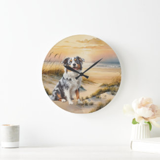 Australian Shepherd i en strandvik Stor Klocka