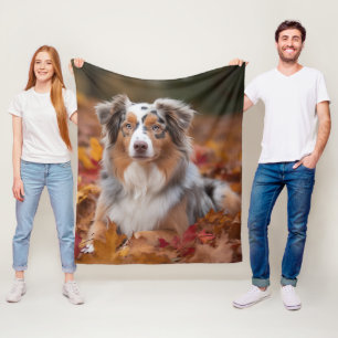 Australian shepherd i Höst löv Fall Inspire Fleecefilt