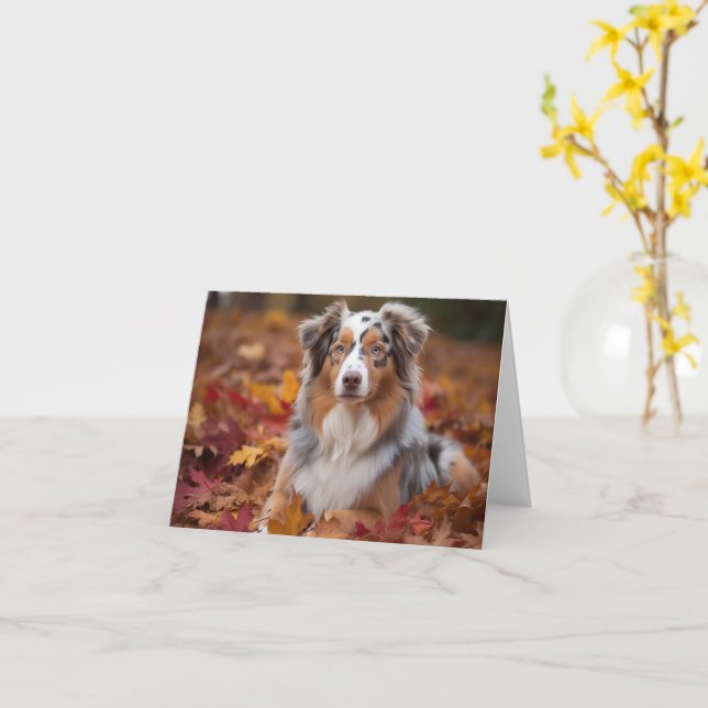 Australian shepherd i Höst löv Fall Inspire Kort (Gul blomma)