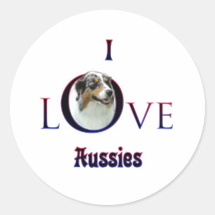 AUSTRALIAN SHEPHERD I KÄRLEK RUNT KLISTERMÄRKE