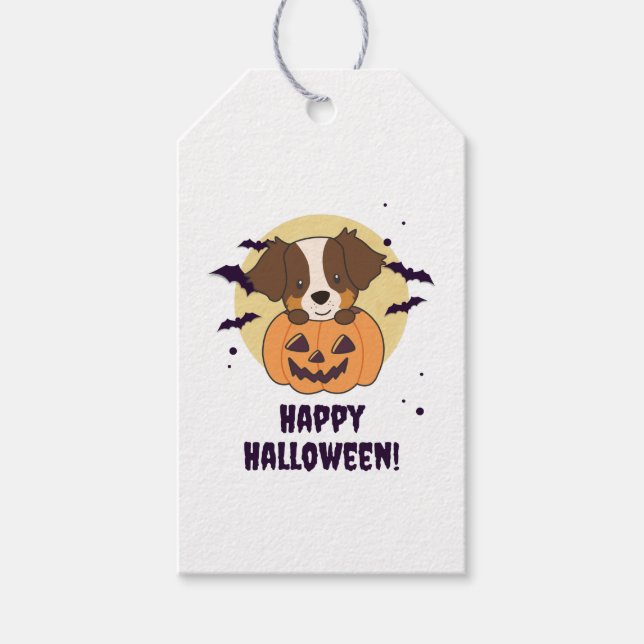 Australian shepherd i Pumpkin Cute Lycklig Presentetikett (Framsidan)