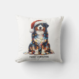 Australian shepherd inslagna i julljus kudde