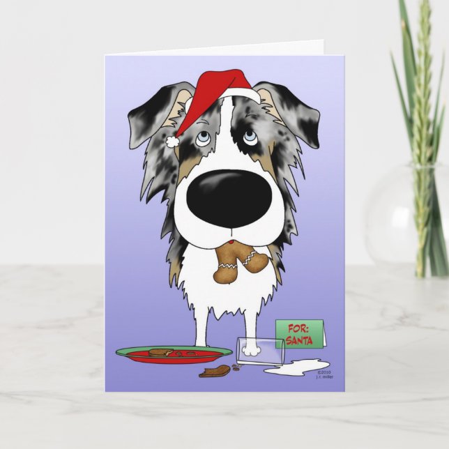 Australian shepherd jul helgkort (Framsida)