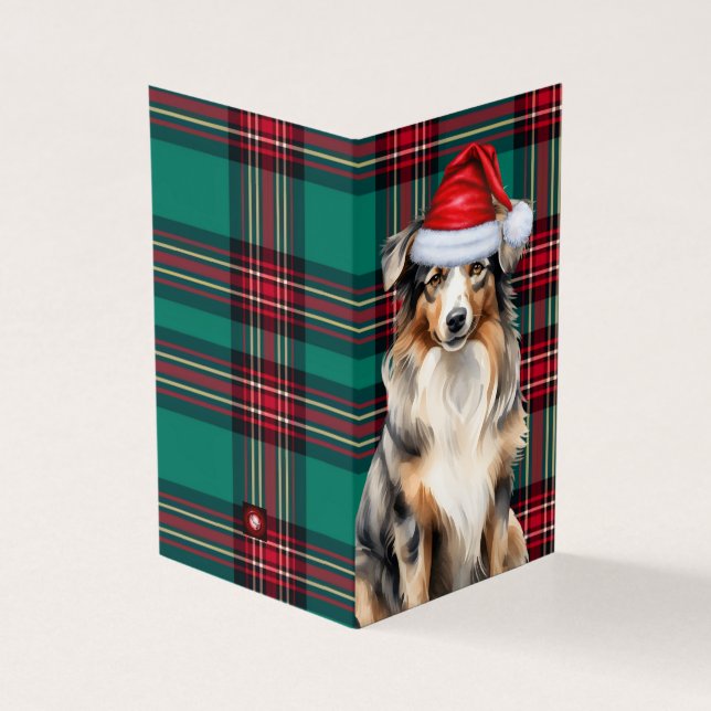 Australian shepherd jul Hund Play Helgdag Kort (Utsida)