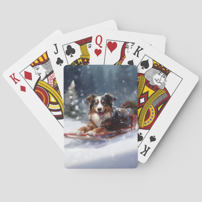 Australian shepherd jul i snö casinokort (Baksidan)