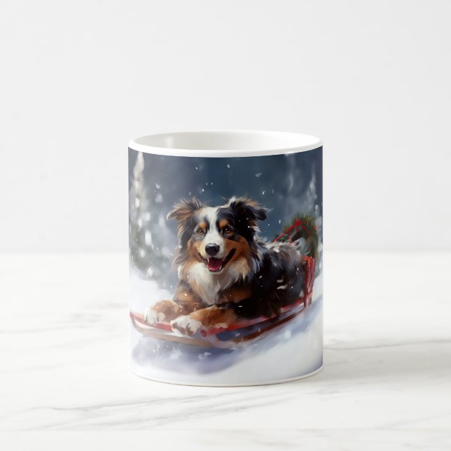 Australian shepherd jul i snö kaffemugg (Center)