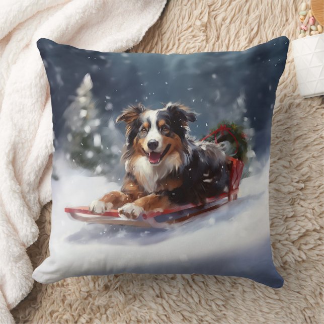 Australian shepherd jul i snö kudde (Filt)