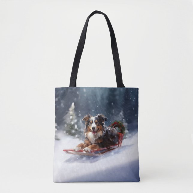 Australian shepherd jul i snö tygkasse (Framsida)