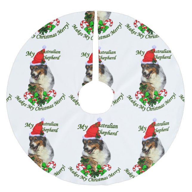 Australian shepherd jul julgransmatta borstad polyester (Framsidan)