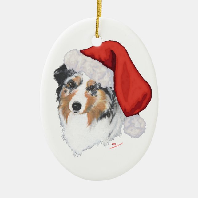 Australian shepherd jul julgransprydnad keramik (Framsidan)