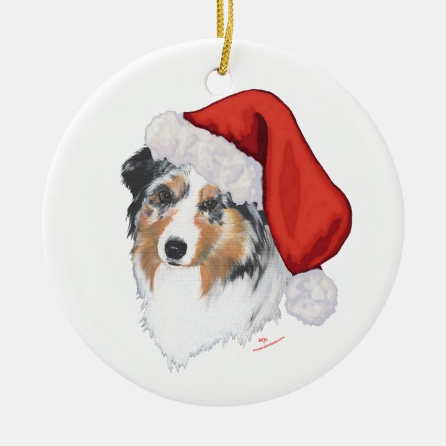 Australian shepherd jul julgransprydnad keramik (Framsidan)