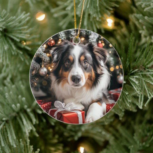 Australian shepherd jul julgransprydnad keramik (Träd)