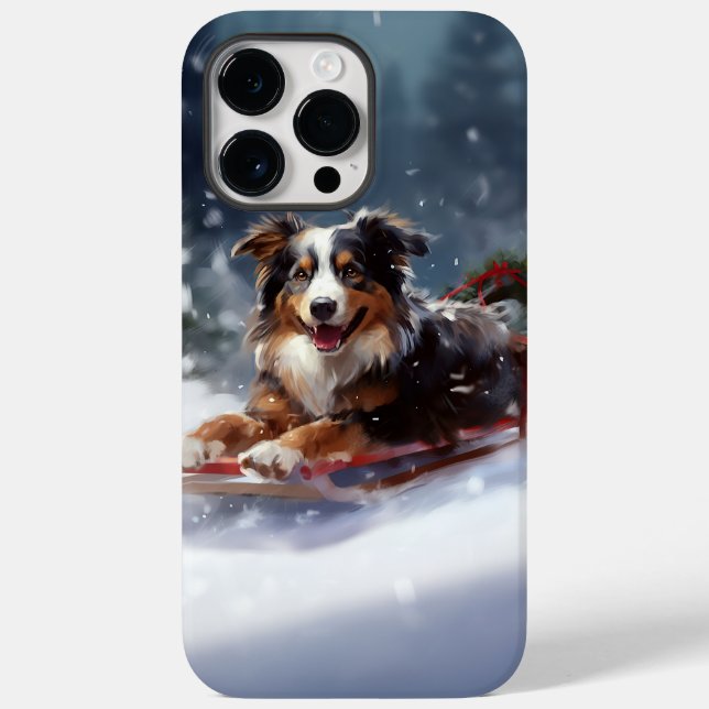 Australian Shepherd jul snö vinter (Baksida)