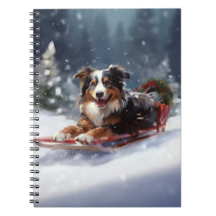 Australian Shepherd jul snö vinter Anteckningsbok
