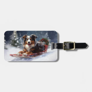 Australian Shepherd jul snö vinter Bagagebricka