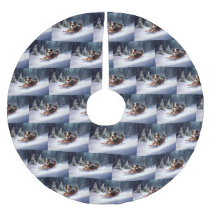 Australian Shepherd jul snö vinter Julgransmatta Borstad Polyester