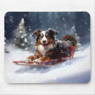Australian Shepherd jul snö vinter Musmatta