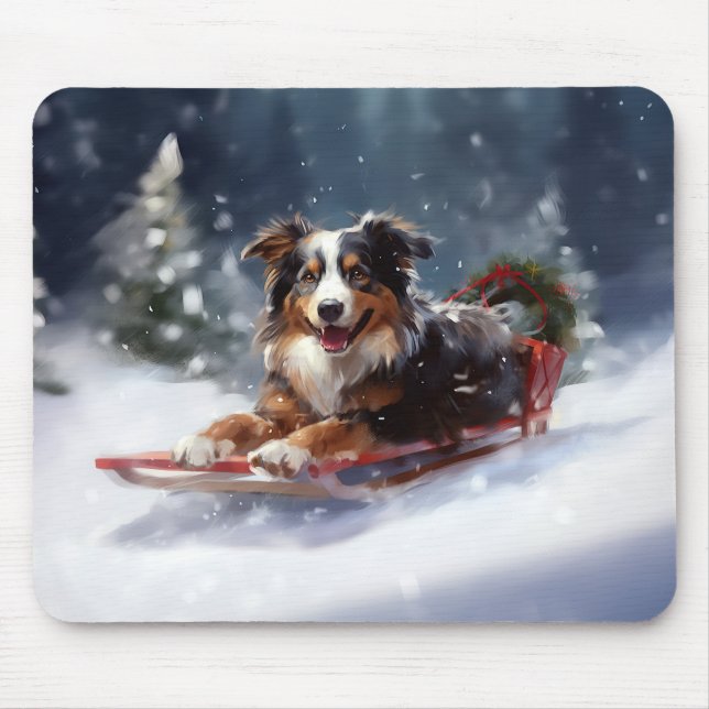 Australian Shepherd jul snö vinter Musmatta (Framsidan)
