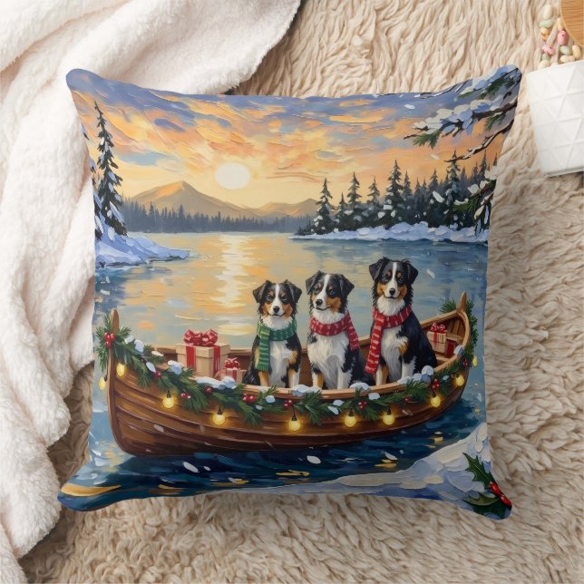 Australian Shepherd Julbåt Högtid Kudde (Filt)