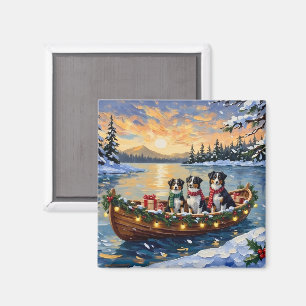 Australian Shepherd Julbåt Holiday Magnet