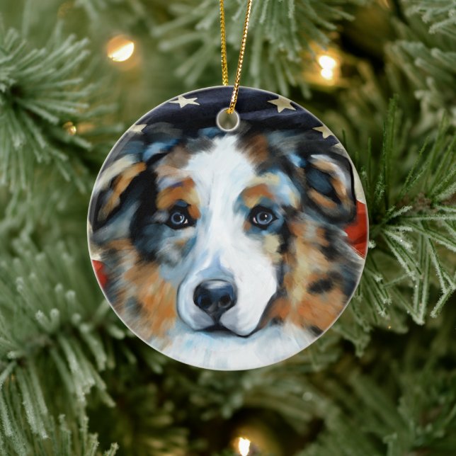 AUSTRALIAN SHEPHERD JULGRANSPRYDNAD KERAMIK (Träd)