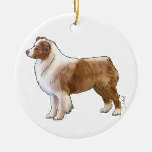 Australian shepherd julgransprydnad keramik