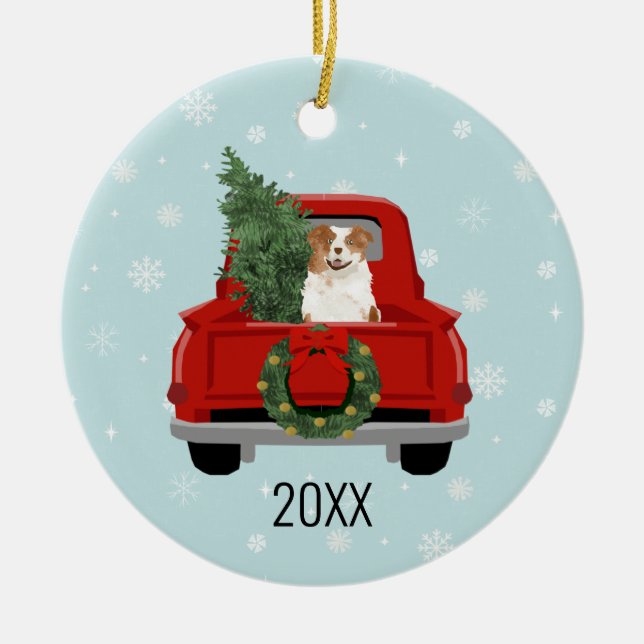 australian shepherd julgransprydnad keramik (Framsidan)