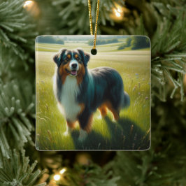 Australian Shepherd Julgransprydnad Keramik