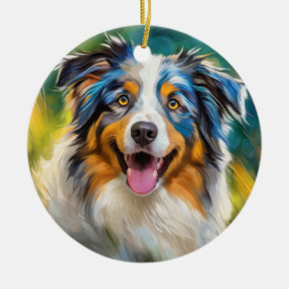 Australian shepherd julgransprydnad keramik