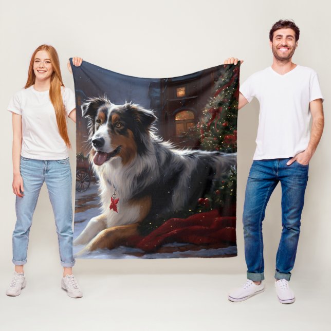 Australian Shepherd Julhögtid Fleecefilt (På plats)