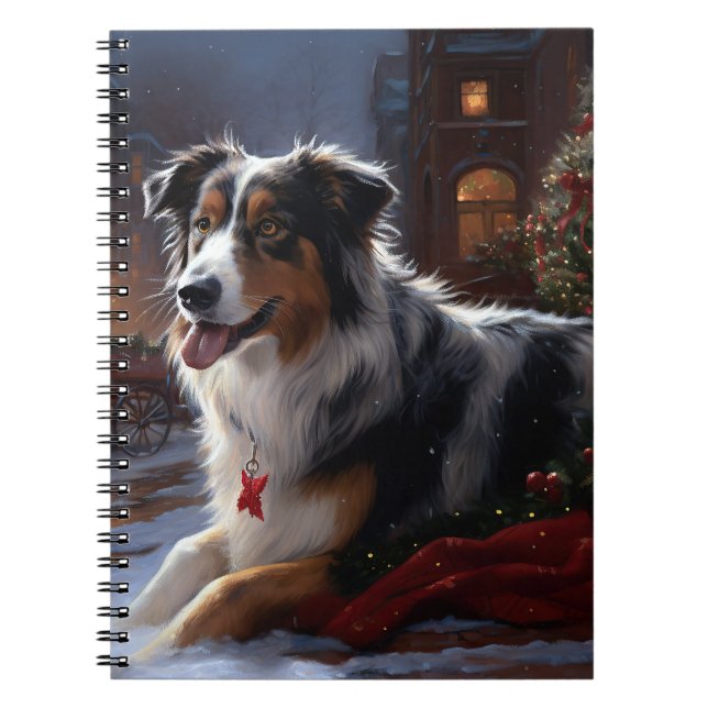 Australian Shepherd Julhögtidssäsong Anteckningsbok (Framsidan)