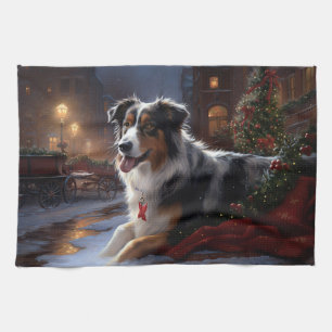 Australian Shepherd Julhögtidssäsong Kökshandduk