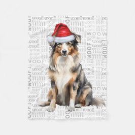 Australian shepherd juljul i jultomten Hund Fleecefilt