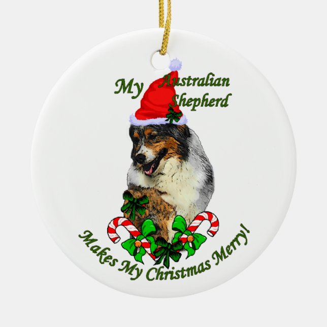 Australian shepherd julklappar för prydnad julgransprydnad keramik (Framsidan)
