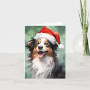 Australian shepherd julmålning kort