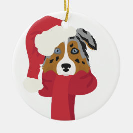 Australian shepherd julprydnad. Snö Julgransprydnad Keramik