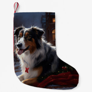 Australian shepherd julsäsong liten julstrumpa