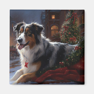 Australian shepherd julsäsong magnet