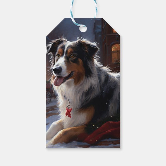 Australian shepherd julsäsong presentetikett (Framsidan)
