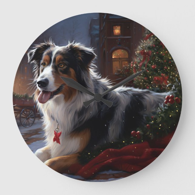 Australian shepherd julsäsong stor klocka (Framsida)