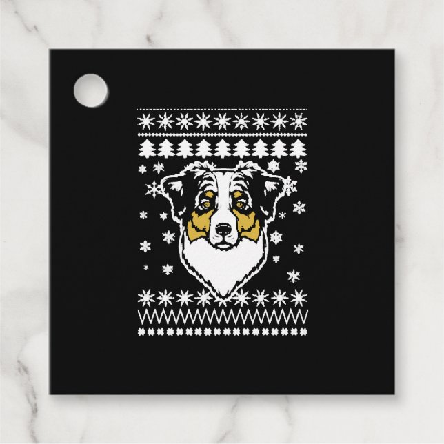 Australian shepherd-julshirt gåvor etiketter (Framsida)