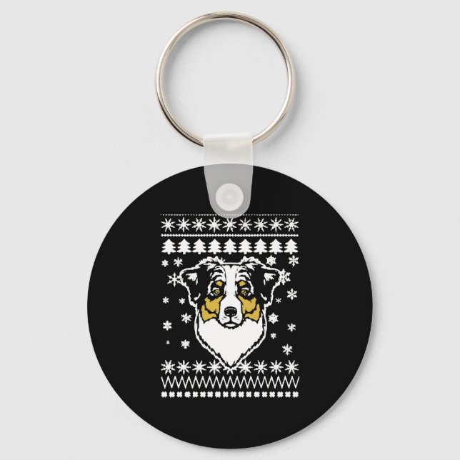 Australian shepherd-julshirt nyckelring (Framsida)