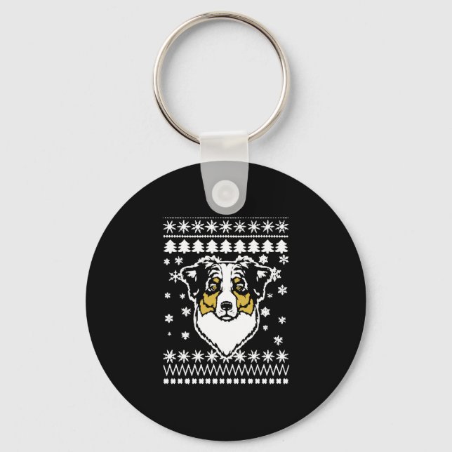 Australian shepherd-julshirt nyckelring (Framsida)
