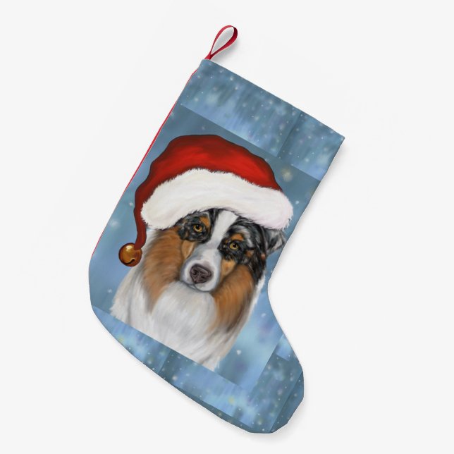 Australian Shepherd Jultomte Liten Julstrumpa (Framsidan (Hängande))
