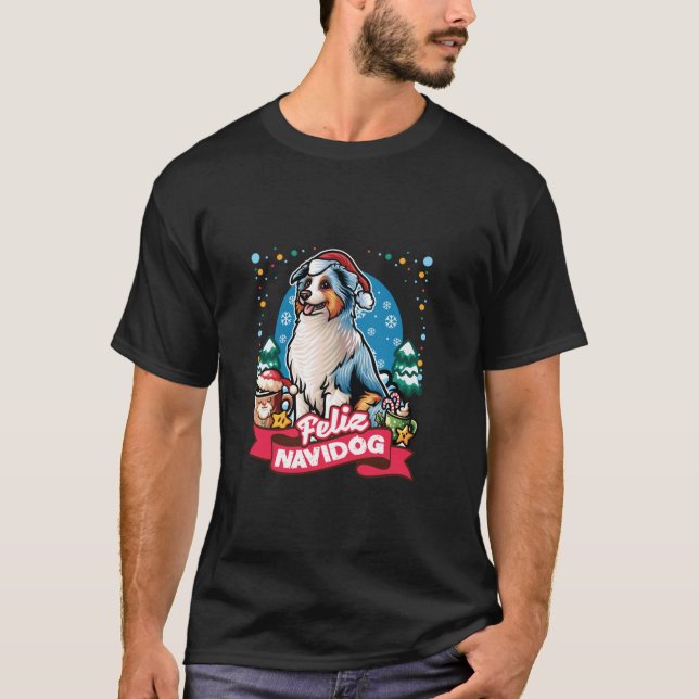 Australian shepherd Jultomten Kaffe Mugg Merry C T Shirt (Framsida)